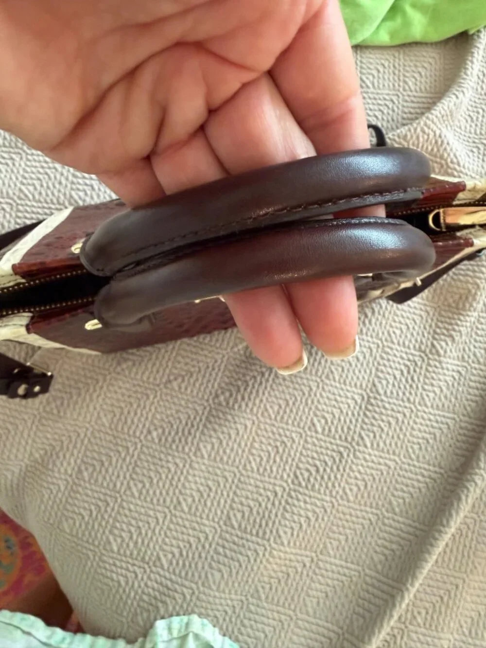 Brahmin Womens Arno Pecan Azuma Multi-toned Handbag Medium Croc-embossed Leather